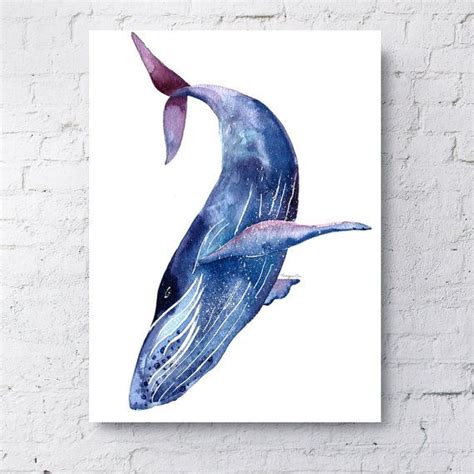 Whale art, Blue whale, Purple whale, sea creature painting, wall art ...