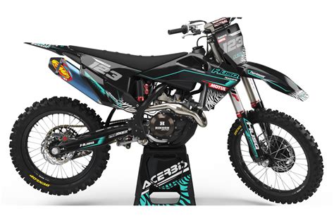 Custom dirt bike Graphics kit Husqvarna CYAN SEVEN | custom-graphics-mx