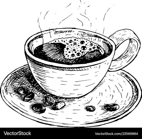 Hand drawn coffee cup sketch Royalty Free Vector Image