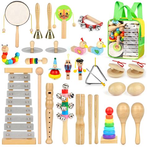 Buy KAQINU Kids Musical Instruments Toys, 27 Pack Eco-Friendly Wooden ...