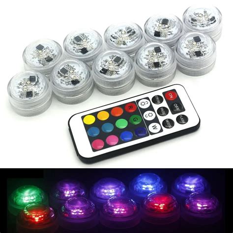 12pcs/Lot CR2032 Battery Operated 3CM Mini RGB LED Submersible FLoralyte Waterproof LED Light ...