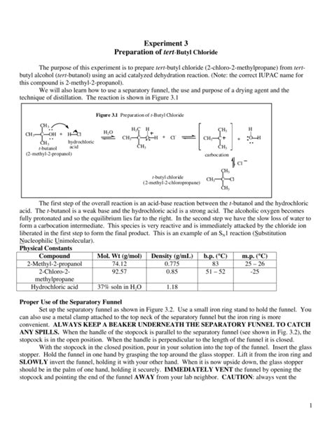 Experiment 3 Preparation of tert-Butyl Chloride