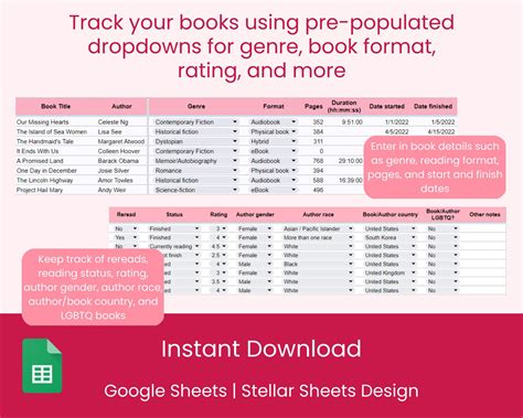 2023 Reading Book Tracker Google Sheets Spreadsheet Template - Etsy