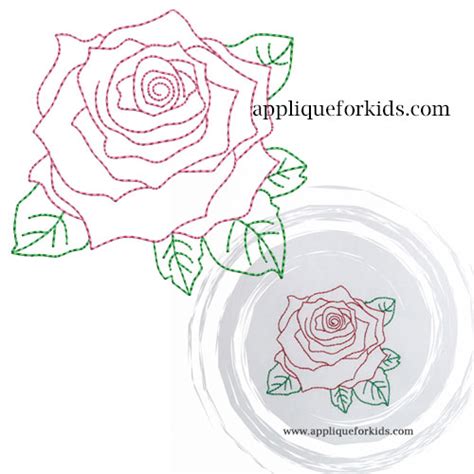 Rose Outline Embroidery Design