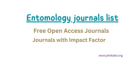 Top Entomology Journals for Insect Science Research - PhDTalks