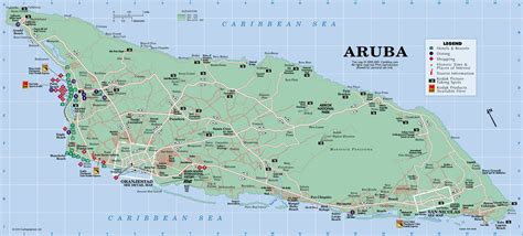 Detailed road and tourist map of Aruba. Aruba detailed road and tourist ...