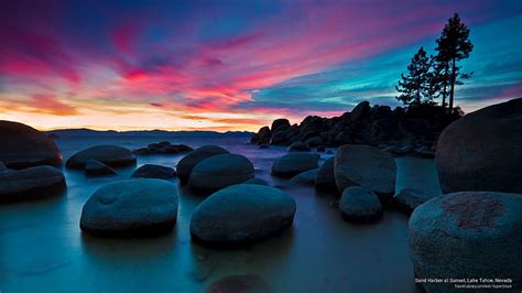 HD wallpaper: Sand Harbor at Sunset, Lake Tahoe, Nevada, Nature | Wallpaper Flare