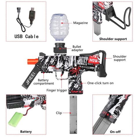 Electric Gel Blaster UZI Automatic Splatter Ball Blaster with Goggles ...