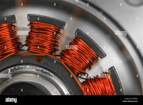 Macro photo of HDD / hard disk drive spindle motor with exposed copper stator coils Stock Photo ...