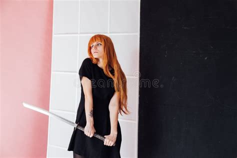 Fashionable Woman with Red Hair Anime Japan Sword Stock Image - Image of geisha, bangkok: 163060067