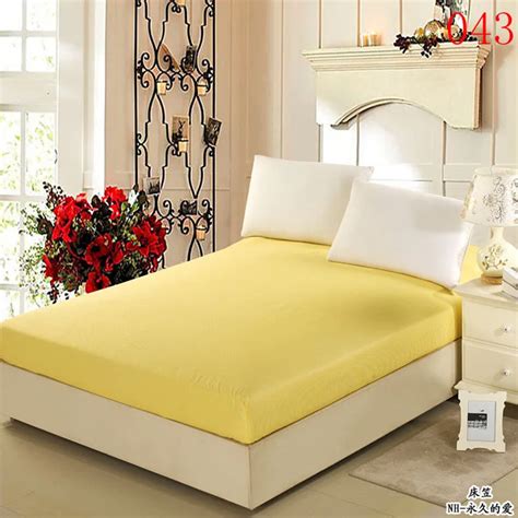 Yellow 1Pc Cotton Fitted Sheet Single Double Bed Sheets Fitted Cover Mattress Cover Twin Full ...