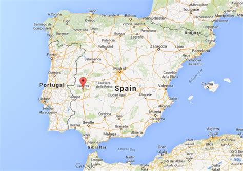 Where is Caceres on map of Spain