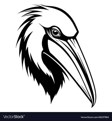 Pelican head silhouette Royalty Free Vector Image