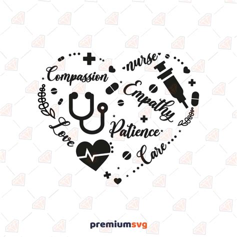 Nurse Adjectives And Icons SVG, Nurse Heart SVG | PremiumSVG