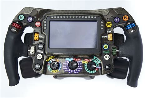 The steering wheel in an F1 race car requires fighter jet components and lots of practice