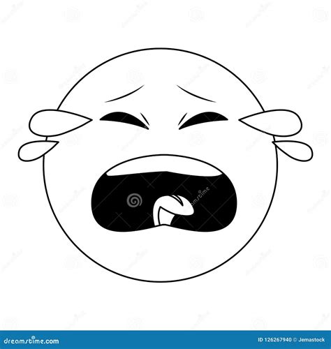 Crying Chat Emoticon In Black And White Vector Illustration | CartoonDealer.com #126267940