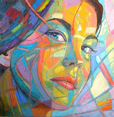 "Nastya" by Eduard Fleminsky, Abstract art, People: Faces, Painting