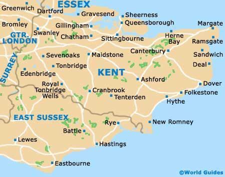 Kent England Map - Cities and Roads