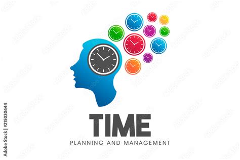 Time management head think. Vector logo symbol Stock Vector | Adobe Stock