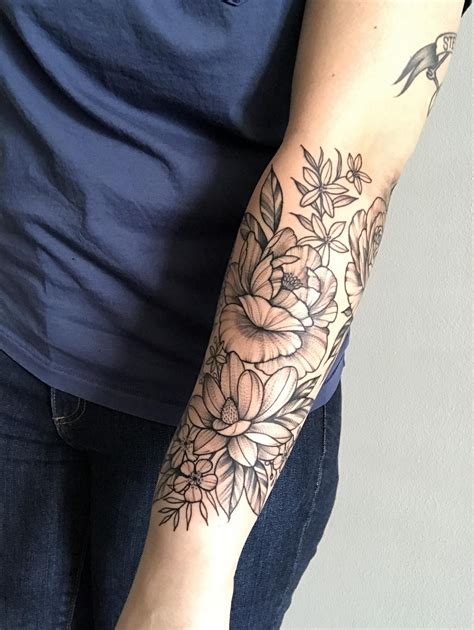 Forearm Lotus Flower Tattoo Half Sleeve - Viraltattoo