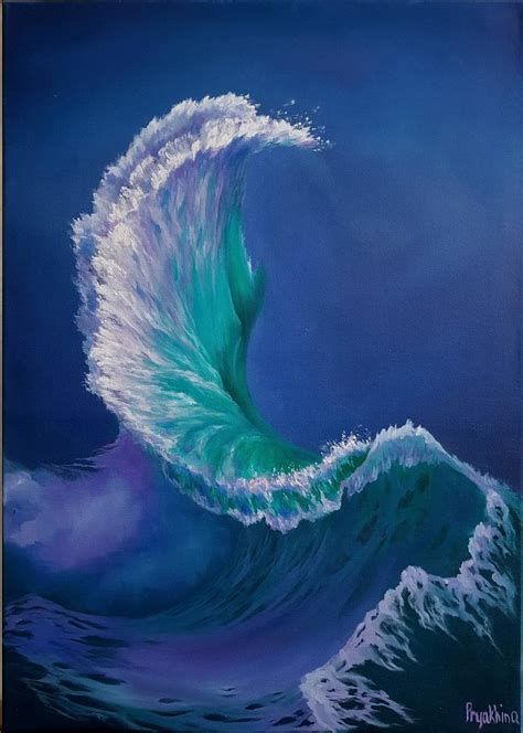 YIN-YANG – realistic seascape oil painting, ocean view, wave painting, office decor, home art ...