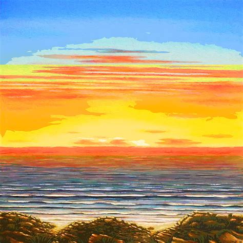 Abstract Beach and Ocean Sunset Streaks Painting by Elaine Plesser - Pixels