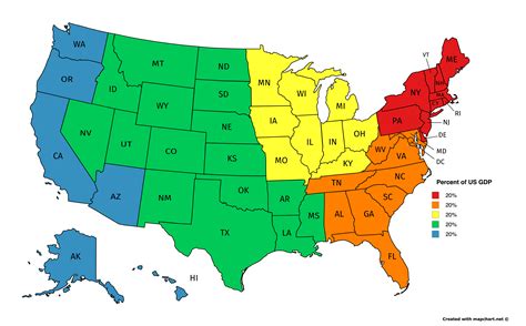 5 Regions in the USA with equal GDP made with mapchart.net[1200x746][OC] : r/MapPorn