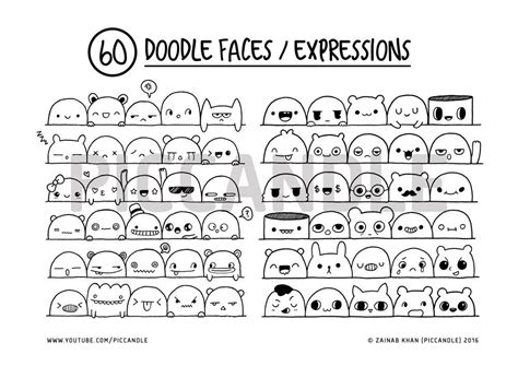 60 Cute Doodle Faces / Expressions Printable Practice Sheets - Etsy ...