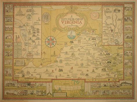 Map, Virginia, Pictorial, Charles W. Smith, Vintage Print, 1930s – George Glazer Gallery, Antiques