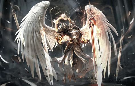 Wallpaper Angel, Sword, Wings, Fantasy, Art, Art, Angel, Sword, Wings, Game Art, Era of Angels ...