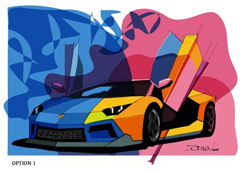 Lamborghini Lamborghini art print. Large Red Blue Lamborghini | Etsy