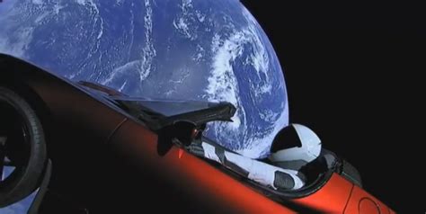 elon musk tesla roadster in space screen capture from youtube ...