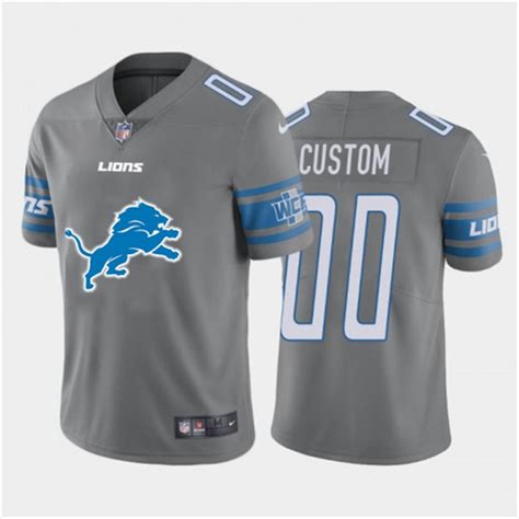 Men’s Detroit Lions ACTIVE PLAYER Custom Grey 2020 Team Big Logo ...