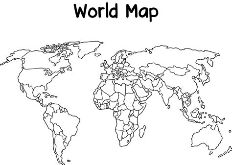 Black And White World Map Printable