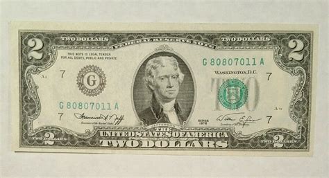 1976 $2 Two Dollar Bill G80807011A Federal Reserve Washington Bicentennial 76 | Relationships ...