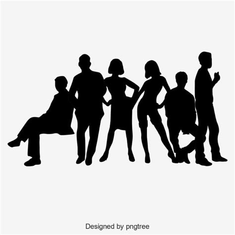 Group Black Silhouette PNG Images, Group Silhouette Of Black Characters, Silhouette, Sitting ...