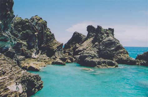 Horseshoe Bay Beach in Bermuda after an easy climb natural stairs ...