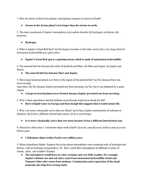 Chapter 6 HW - How do storms in the Jovian planets’ atmospheres compare to storms on Earth ...