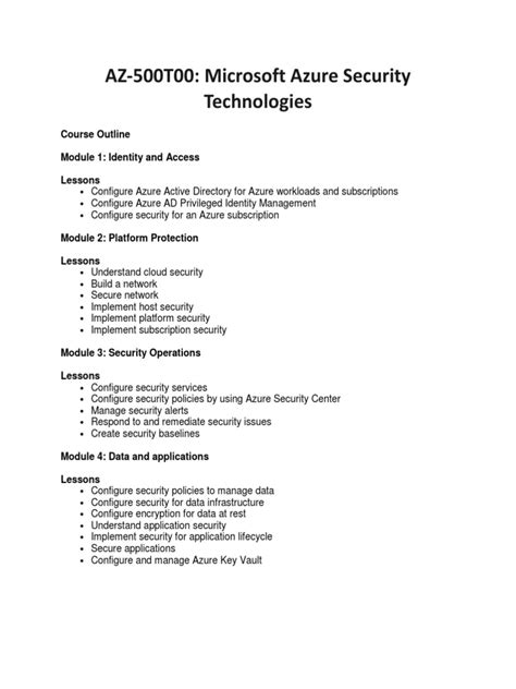 AZ-500 - Microsoft Azure Security Technologies | PDF