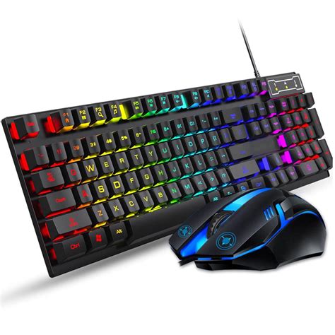 FOREV Keyboard and Mouse Set Combo, Wired RGB Backlit Computer Keyboard ...