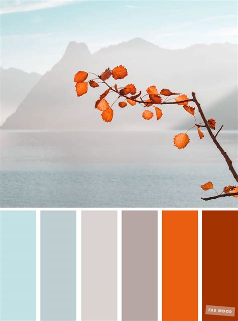 Burnt orange light blue and grey color palette