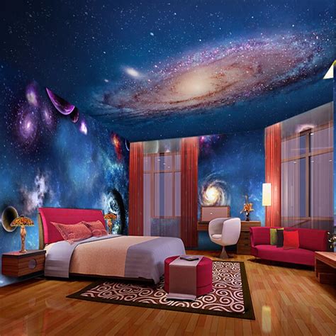 Wallpaper 3D Stereoscopic Star Nebula Night Sky Ceiling Bedroom Ceiling Murals Bar KTV Self ...