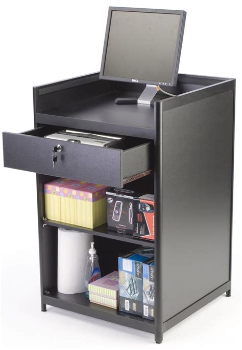 24" Cash Register Stand w/Locking Drawer, Adjustable Shelf, Ships Assembled - Black | Cash ...