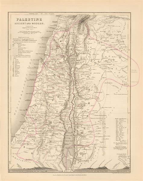 Milner's 1850 Map of Palestine (Ancient and Modern) by Reverend Thomas ...