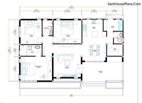 49x30 Modern House Design 15x9 M 3 Beds Full PDF Plan