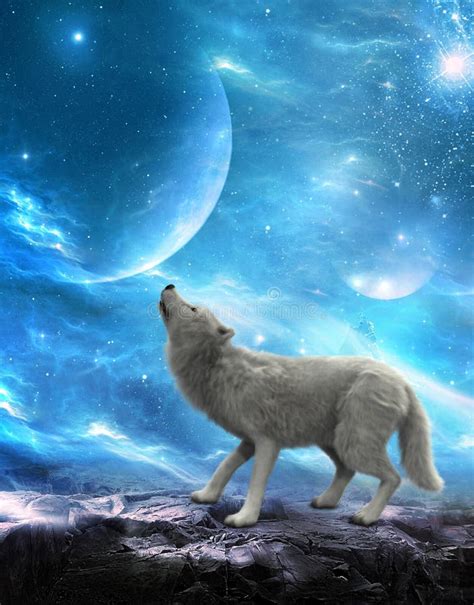 Arctic Wolf Howling At The Moon