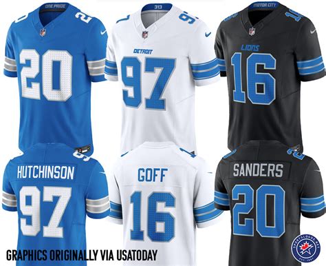 The three new Detroit Lions jerseys, as leaked by the USA Today network ...