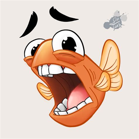 Scared Fish (Colored) | Dibujo de animales, Ilustración de peces, Caricaturas de animales