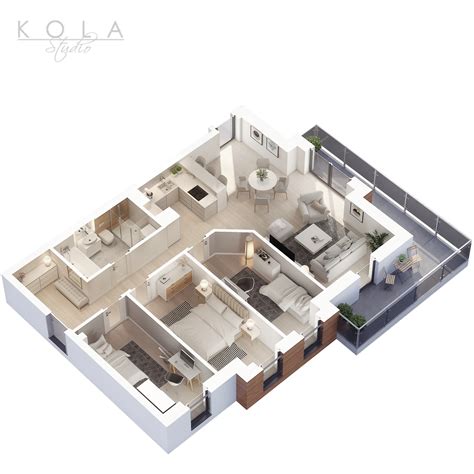 Apartment 3D floor plans :: Behance