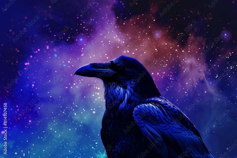 mystical raven silhouette made of starry night sky cosmic jewel tone colors inspired by odin and ...